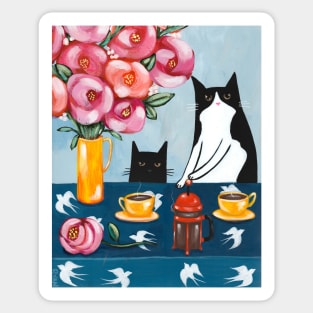 French Press Coffee Cats Sticker